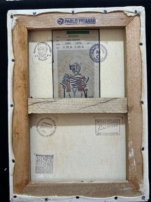 pablo picasso painting  oil on canvas signed stamped vintage 0.25 x 0.35 m