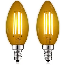 Luxrite E12 LED Filament Yellow Light Bulbs, 4.5W=40W, UL, E12 Base 2 Pack