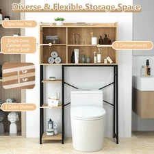 Over The Toilet Storage Cabinet Toilet Organizer with PE Rattan Space-saving US
