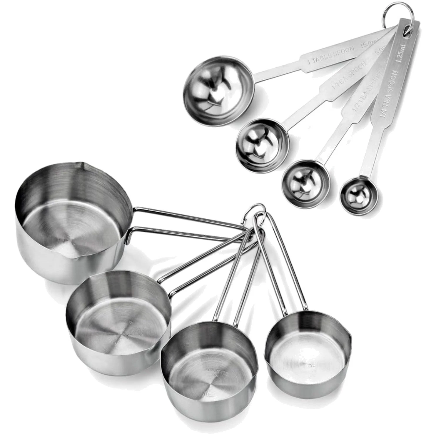 Stainless Steel Measuring Cups and Spoons Set