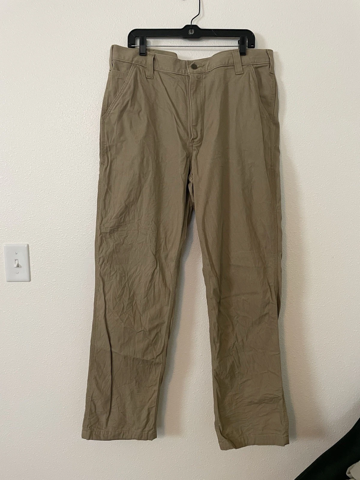 Carhartt Pants Mens 38x34 Khaki Relaxed Fit Cotton Workwear Utility Carpenter
