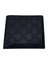 GUCCI Two Fold Wallet Leather BLK All Over Pattern Mens From Japan