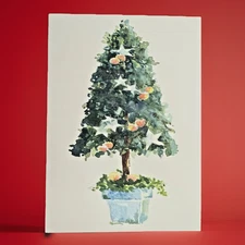 Oddballs Vintage Watercolor Greeted Christmas Card Box Of 10 - Silk Tree
