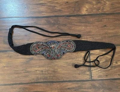 Vintage 1980s Christian Dior Ceintures Beaded Sequins Black 
