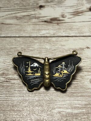 Elegant Black and Gold Butterfly Brooch Vintage Black And Gold Butterfly Brooch Pin | eBay main image 2