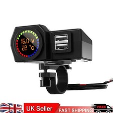 Qc3.0 Volt Meter Phone Charge Bracket Temperature Meter BLK A For Moto Scooter