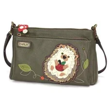 Chala HEDGEHOG Deluxe Crossbody RFID Protected Vegan Leather Bag (Olive) NWT