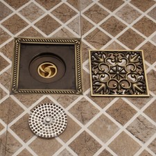 Antique Brass Shower Floor Bathroom Shower Waste Water Floor Drain