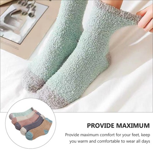 5 Pairs Holiday Fuzzy Socks Girls Christmas Socks Female Warm Socks - Picture 9 of 12