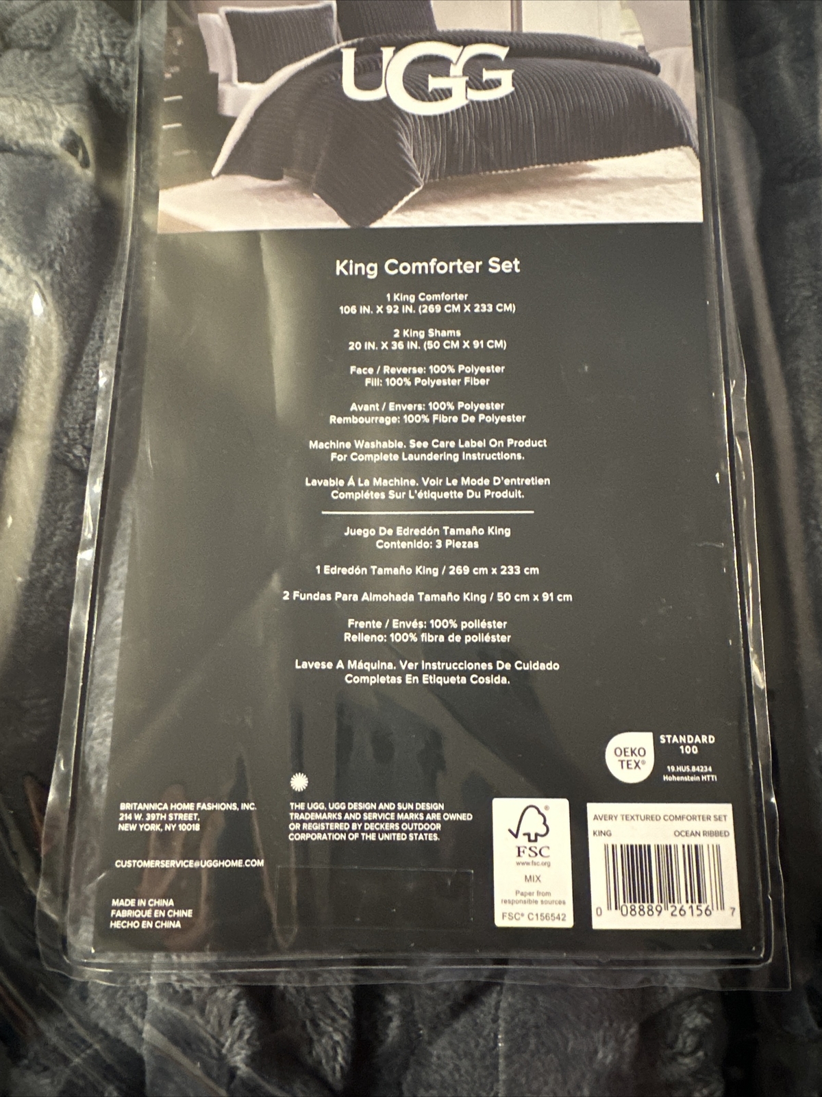 UGG Avery King Comforter Set With 2 Shams Ocean 106”X92” Sherpa NICE