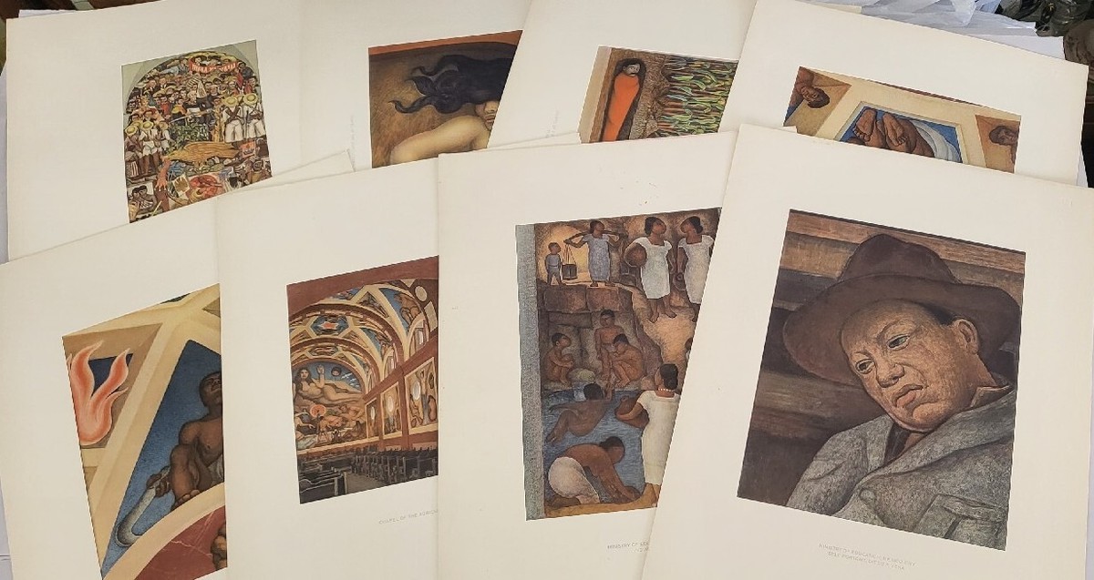 Vintage 1933 Lot Of 8 Color Prints W Mat by Diego Rivera 10