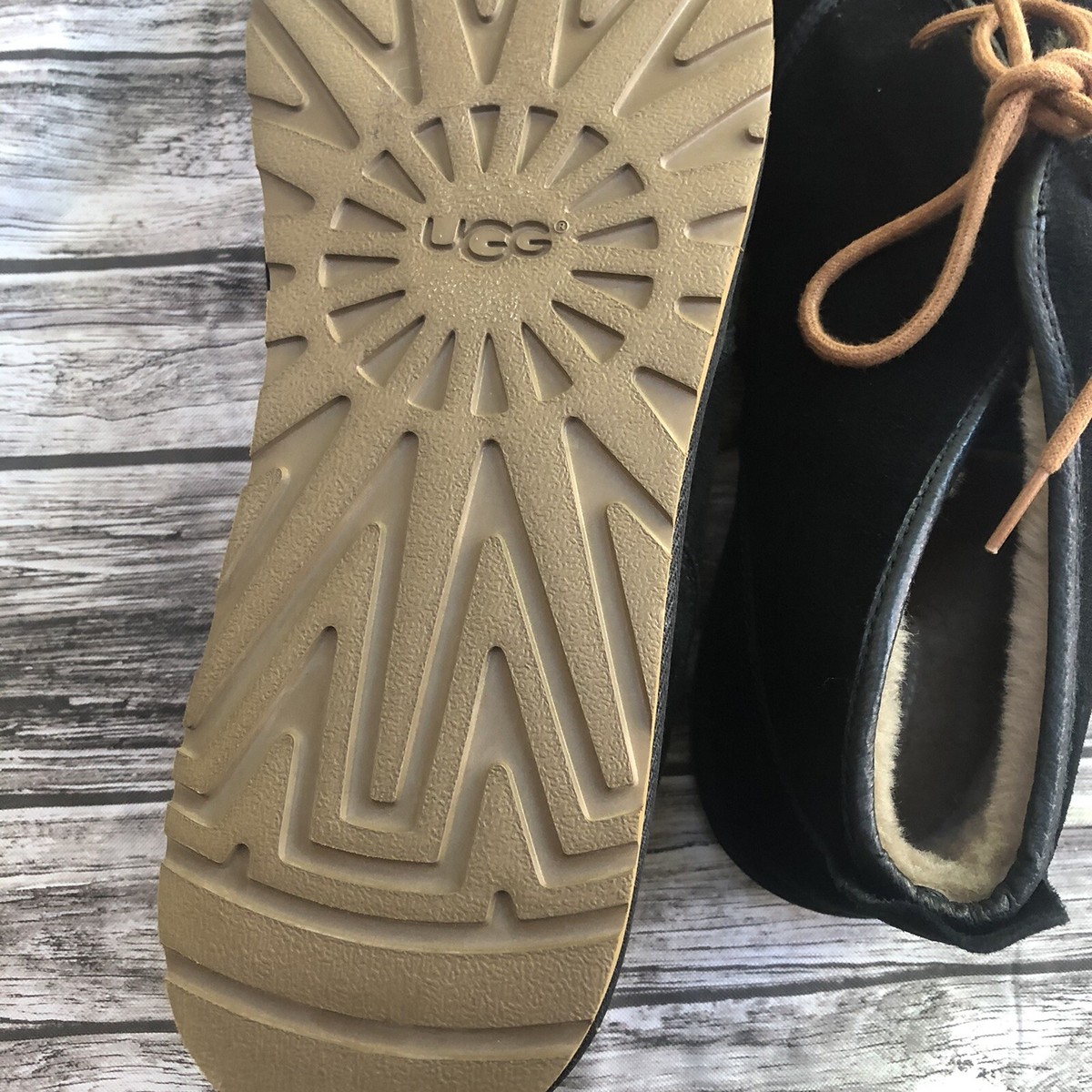 New Men’s UGG Sz 18 Black Chukkas Shearling Tie No Box Big Tall Extended Size Men main image 4