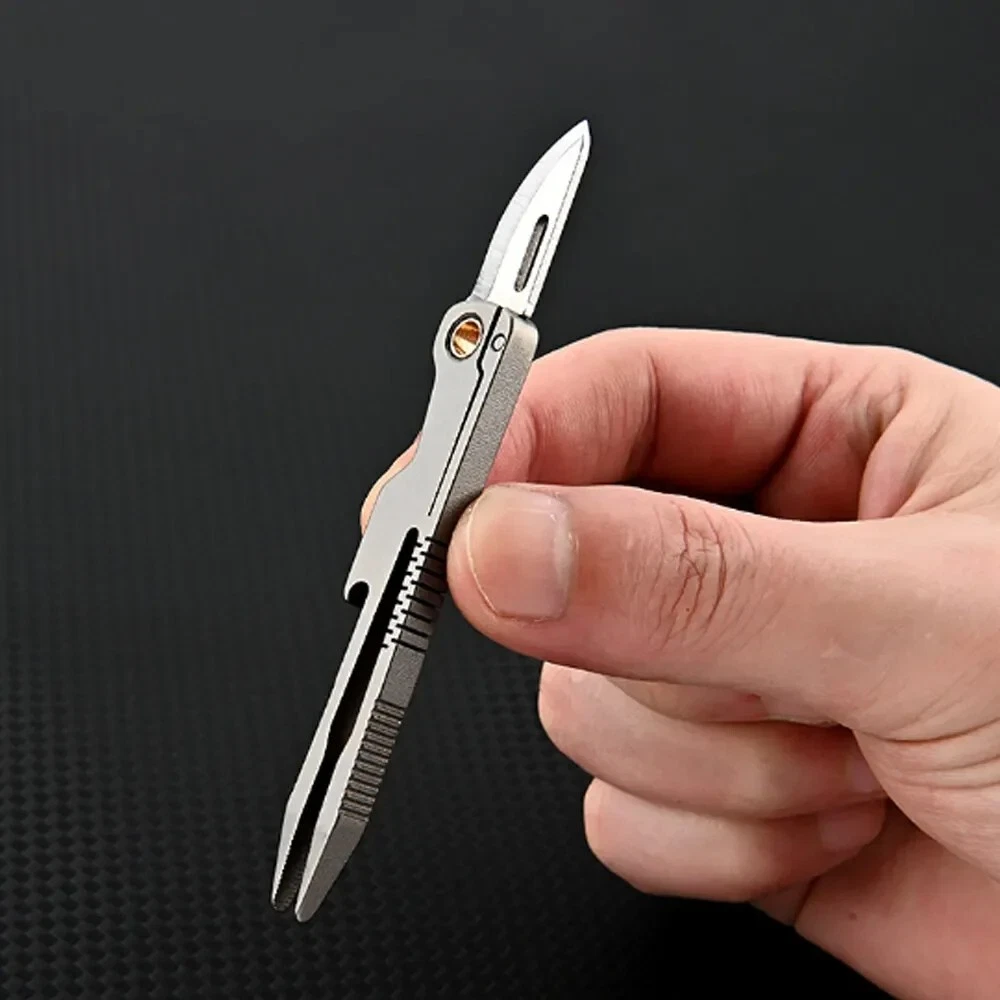 Multi-tool Folding Knife Tweezer Plier Hunting Survival Camp D2 Steel Keychain S