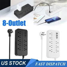Power Outlet Extender Wall Mountable USB Surge 8 Outlet Plugs with USB Ports