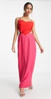 Never Fully Dressed Pink Red Strappy Maxi Dress UK 16