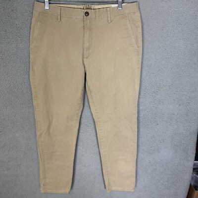 Mott & Bow Pants Mens Size 35x31 Beige Khaki Chino Flat Front Casual Pockets
