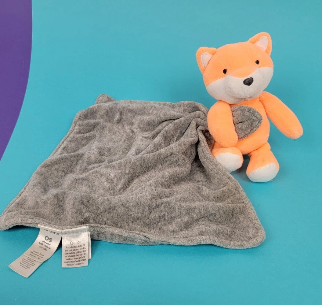 Carters Orange Fox Baby Blanket Plush Security Blanket Lovey Soft