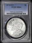 1878-P 8TF $1 Morgan Dollar PCGS MS 61 | 8 Tail Feathers Uncirculated UNC