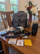Canon EOS Rebel G 35mm Film Camera w/75-300mm Lens, Bag, Extras