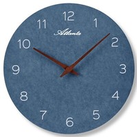 Wanduhr Holz Modern Mdf Quarz Rund 30 Cm Holzzeiger Zahlen Blau - Atlanta 4521/5