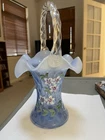 Fenton Cobalt Blue Opalescent Diamond Optic Basket Bill Fenton Signature