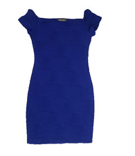 Brat Star Navy Blue Textured Wave Bodycon Dress Size Medium Y2K Made in USA Club