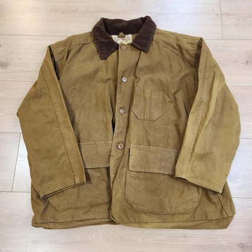 Vintage 1950s Bullseye Bill Duck Hunting Jacket Canvas Field Coat Game Pocket XL - product listing photo