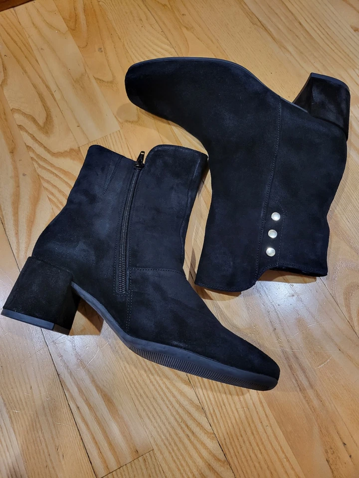 Botas Gabor para mujer media pantorrilla gamuza cuero negro botines talla 7 M EE. UU. 4,5 UK Foto 3 de 4