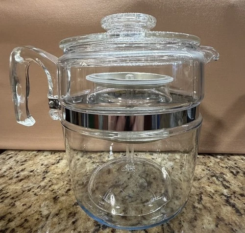 Vintage 7759 B Pyrex 9 Cup Glass Percolator Coffee Pot Flame Ware Complete Set