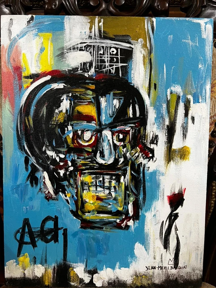 Jean-michel Basquiat - Amazing oil canvas painting - Stamped - signed - A1 - Image 4 of 4