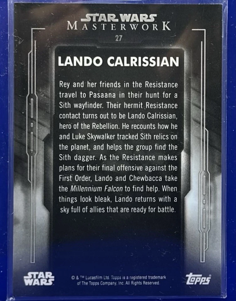 2020 Topps Star Wars Masterwork #27 Lando Calrissian Trading Card Lucasfilm - Image 2 of 2