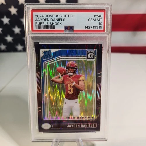 2024 Donruss Optic Jayden Daniels PURPLE SHOCK Prizm Rookie #248 PSA 10 Gem Mint