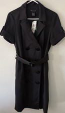 INC International Concepts Black Button Double Breast Belted Dress Size 8 NEW