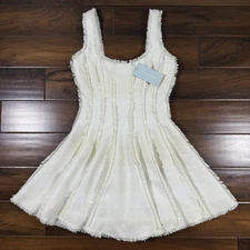 Antonio Melani Women's Size 2 Ivory Sleeveless Tweed Jemma Fit N Flare Dress