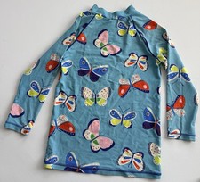 Mini Boden Girls Teal Butterfly Print Rashguard Swim Long Top Size 11-12 Y