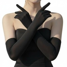 Cosplay Gloves Long Tight Spandex Strech Gloves Long Elbow Glove for Black