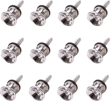 12Pcs Guitar Strap Locks Set, Metal Guitar Strap Buttons Lock, Chrome Guitar Str
