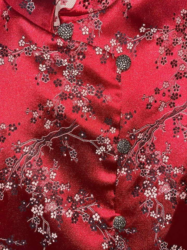 Chaqueta De Colección Ruth Norman NY Mujer Talla Grande Estilo Kimono Roja Floral Hecha en EE. UU. Foto 2 de 4