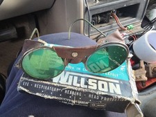 Vintage Safety Glasses Goggles Leather Side Shield Steampunk Motorcycle Welding