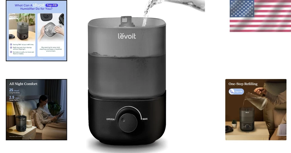 Super Easy Fill & Clean Cool Mist Humidifier Top Fill - Image 2 of 4