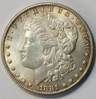 1881 P Morgan Silver Dollar, AU, 90% Silver US Coin, Morg-81EK2