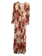 NWT Baltic Born Long Sleeve Maxi Dress Boho  Floral Tie Waist Lined Small