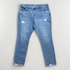 Levis 721 Skinny High Rise Jeans Plus 22W Distressed Med Wash Blue Denim Stretch