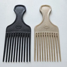 (2) Vintage Goody Hair Pick Comb 6.5” Black & Cream Colored Crocodile Texture