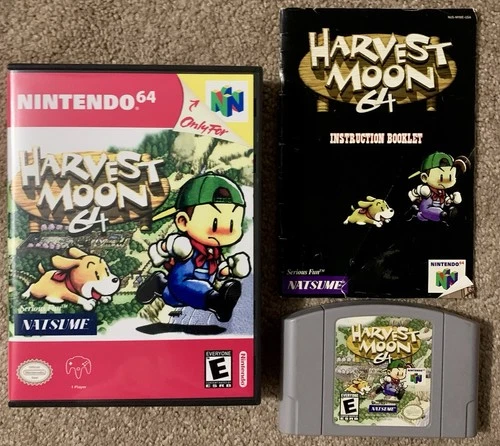 Harvest Moon 64 N64 Authentic Game Manual & Custom Protective Case Tested
