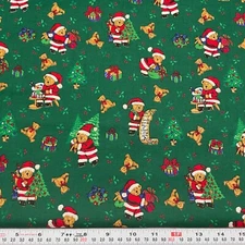 Vintage Joan Kessler for Concord Christmas Bears Cotton Fabric by the HALF YARD
