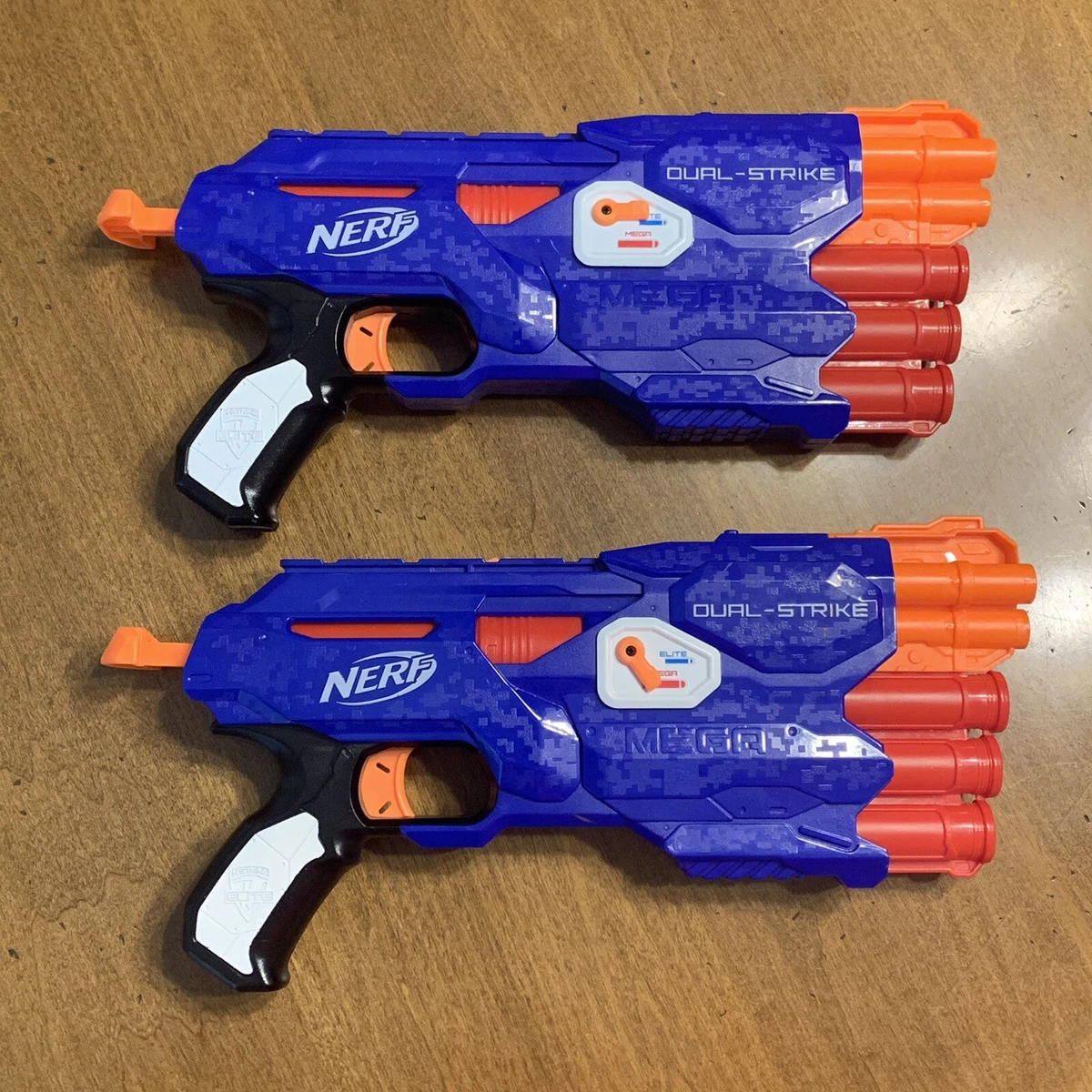2 Nerf N Strike Elite Dual Strike Blaster Mega Rounds Toy Dart Gun