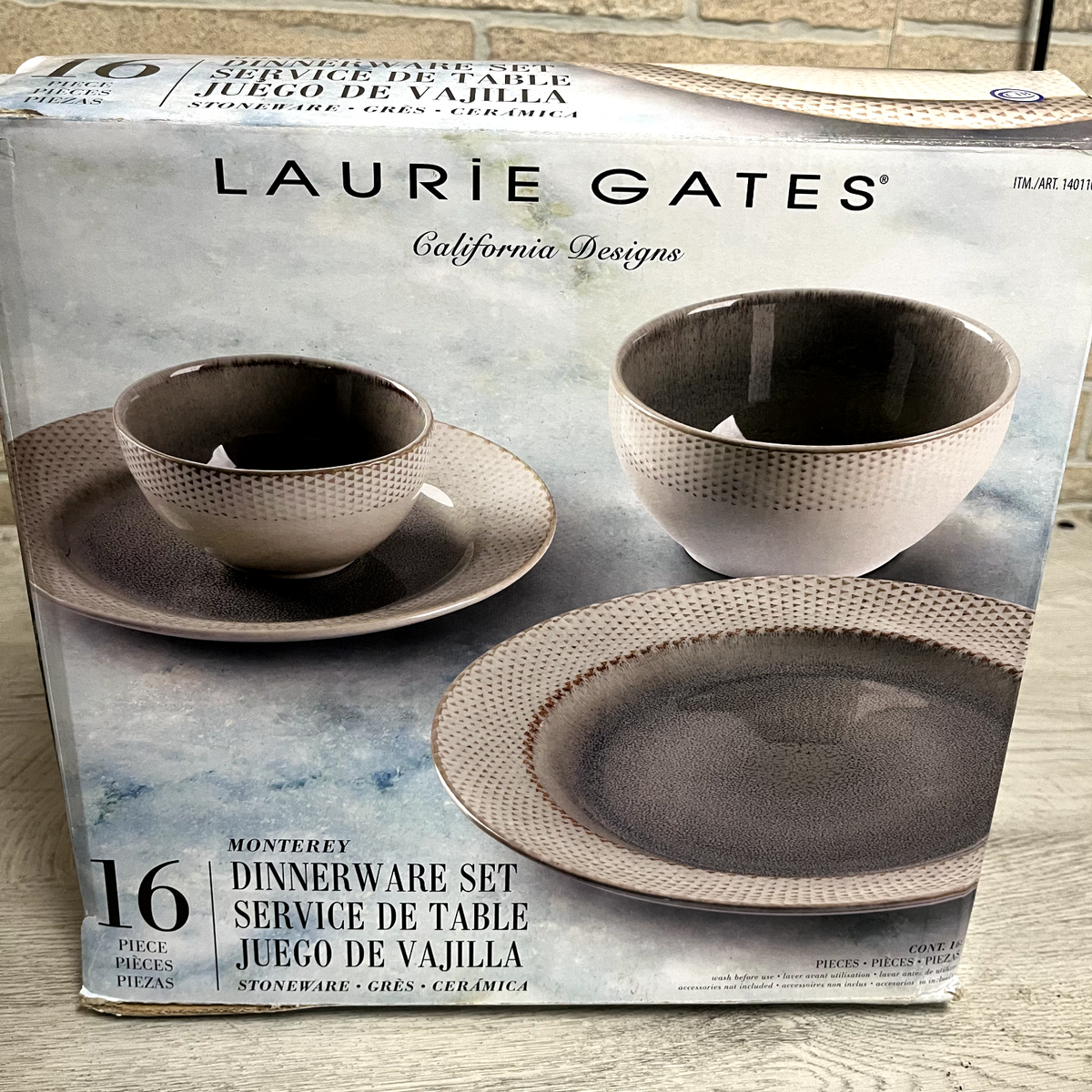 Laurie Gates California Designs Dinnerware Set Gray 16Pc