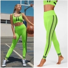 Fabletics NWT High-Waisted Seamless Colorblock Leggings Green XS