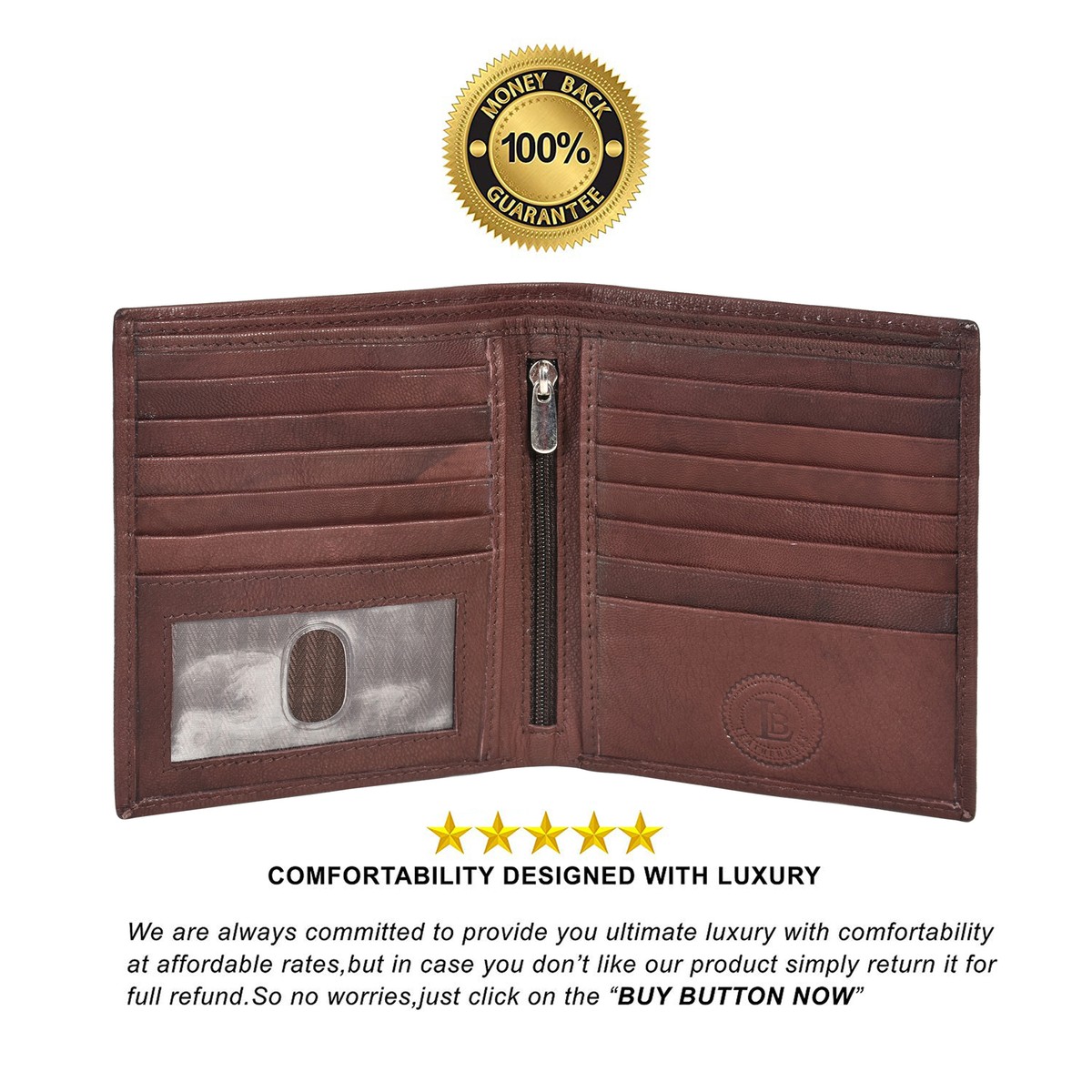 Burgundy Mens Genuine Leather Bifold Hipster Money Credit Card Holder Burgundy Mens Genuine Leather Bifold Hipster Money Credit Card Holder